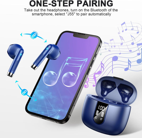 Wireless Earbud Bluetooth 5.3 Headphones with Clear Sound, 40H Playtime, Sport Earbud Touch Control with LED Digital Display, IP7 Waterproof
