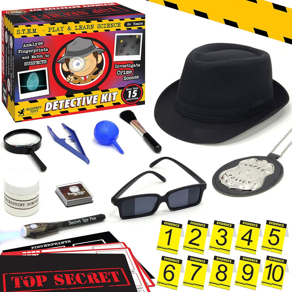 Spy Kit for Kids Detective Fingerprint Toys for 6 7 8 9 10 11 12 Year Old Boys Girls Secret Agent Investigation Science Set