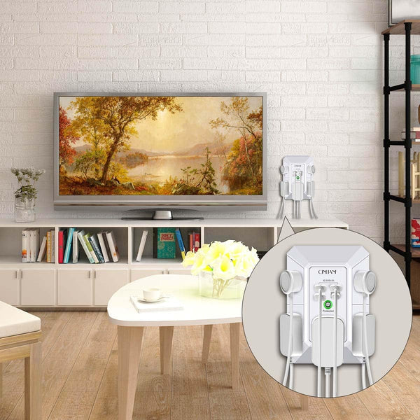 Wall Charger, Surge Protector, QINLIANF 5 Outlet Extender with 4 USB Charging Ports (4.8A Total) 3-Sided 1680J Power Strip Multi Plug Adapter