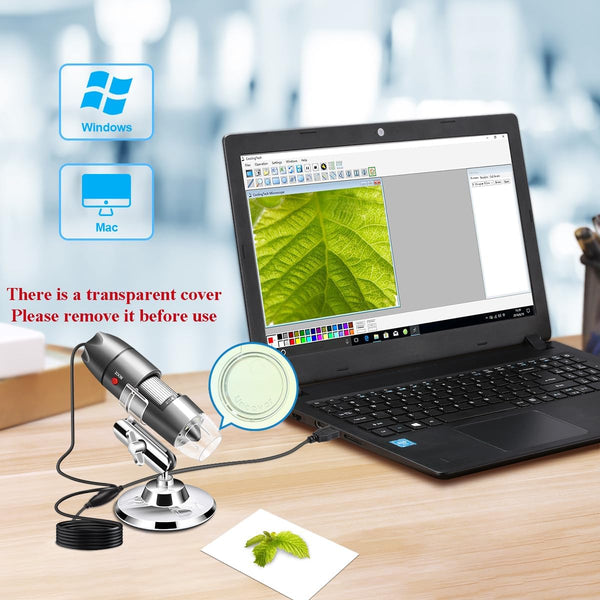 USB Microscope Camera 40X to 1000X, Cainda Digital Microscope with Metal Stand & Carrying Case, Compatible with Android Windows Linux Mac,