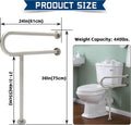 HECASA 24 Inch Handicap Grab Bars Rails 304 Stainless Steel Toilet Handrail Bathroom Safety Bar Wall Mount Floor Support Assist Bar for Disabled