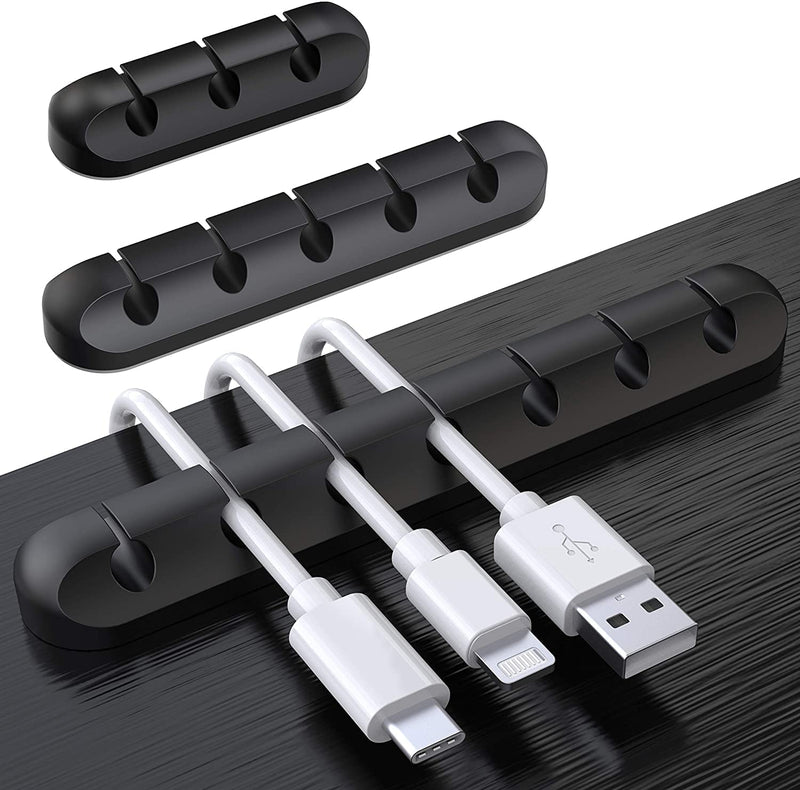 SOULWIT Cable Holder Clips, 3-Pack Cable Management Cord Organizer Clips Silicone Self Adhesive for Desktop USB Charging Cable Nightstand Power