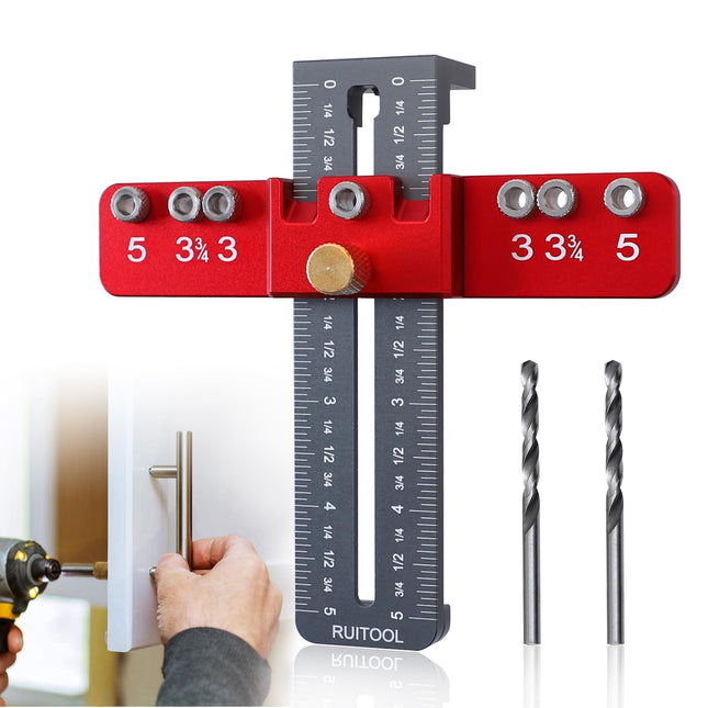 RUITOOL Cabinet Hardware Jig Tool, Aluminium Alloy Cabinet Handle Install Template Tool, Adjustable Punch Locator Drill 