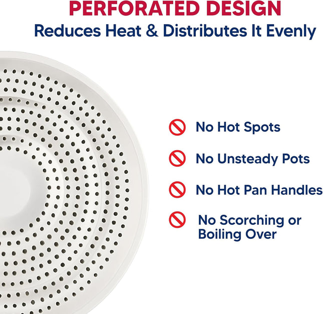 HIC Kitchen Heat Diffuser Reducer Flame Guard with Removable Handle, Stainless Steel