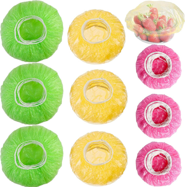 Elastic Food Storage Covers Reusable - Stretch Plastic Wrap Bowl Covers, 120PCS Colorful Plastic Kitchen Storage Lids El