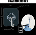 Adhesive Hooks, 32 Pack 33Lb(Max) Sticky Hooks, Transparent Reusable Removable Adhesive Hooks for Hanging, Wall Hooks for Hanging Can Be Use for