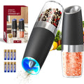 CIRCLE JOY Gravity Electric Salt and Pepper Grinder Set Automatic Salt and Pepper Grinder Set with LED Light, Battery Operated, Adjustable