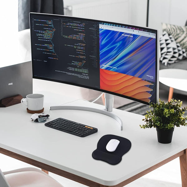 Eoocoo Ergonomic Mouse Pad with Wrist Support, Mousepad with Memory Foam Wrist Rest and Non-Slip Base for Computer, Cafe, Home & Office, 9.64 X