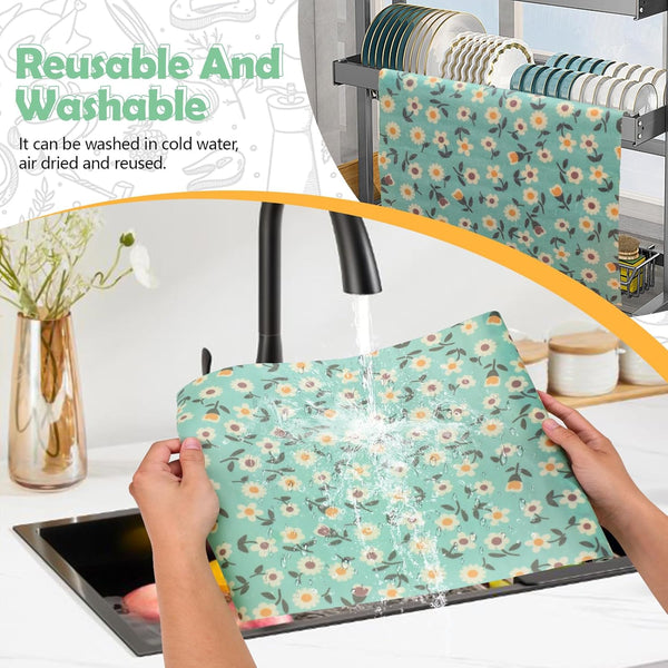 Beeswax Wraps for Food, Large 39.4'' X 13'', Reusable Beeswax Paper Roll for Bread, Sandwich Wrapper, Bowl Covers, White Flower