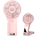 QQT Mini Handheld Fan,4 Speed Adjustable Portable Battery Operated Fans,Usb Rechargeable Desk Fan with Mirror,Max 20 Hrs Hand Fan for Travel