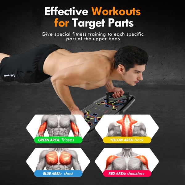 Push up Board,Home Gym,Portable Exercise Equipment,Pilates Bar and 20 Fitness Accessories with Resistance Bands and Ab Roller Wheel,Full Body