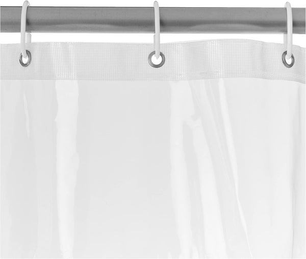 Amazon Basics 8-Gauge PEVA Shower Curtain or Liner with Mesh Storage Pockets - 72" X 72", Clear