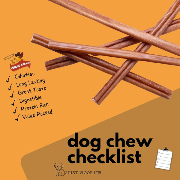 Cowdog Chews Beef Bully Stick: Odor-Free, Fully Digestible Beef Collagen Chews (5-7", 10 Count) - Natural, Grain-Free, Long-Lasting Collagen Bully