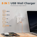 USB Wall Charger, TESSAN Wall Plug Adapter Outlet Extender, 3 Charger Block (1 USB C Port), Multi Charging Station for Cruise, Bathroom, Office,