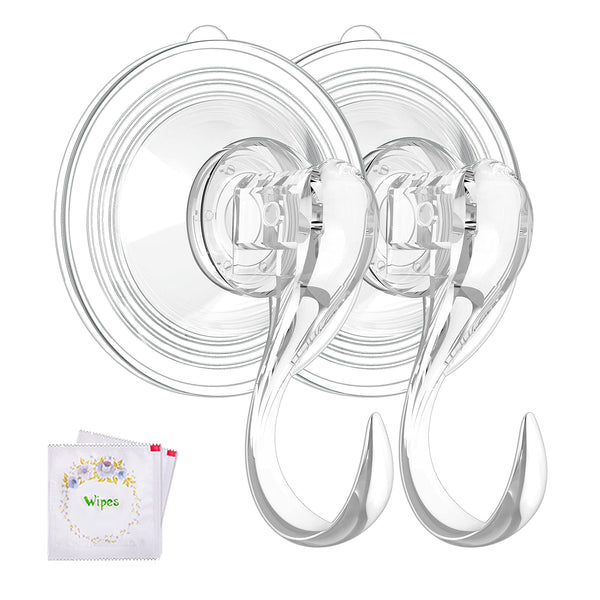 VIS'V Wreath Hanger, Large Suction Cup Wreath Hooks with Wipes, Heavy Duty, 22 LB Capacity, Removable and Reusable, Clear, 8 Pcs