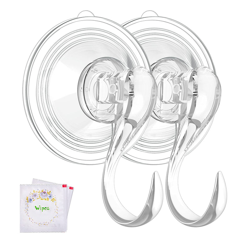 VIS'V Wreath Hanger, Large Suction Cup Wreath Hooks with Wipes, Heavy Duty, 22 LB Capacity, Removable and Reusable, Clear, 8 Pcs