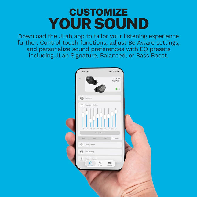 Jlab Go Pop+ True Wireless Bluetooth Earbuds & Charging Case - Violet, App Support, Dual Connect, IPX4 Sweat Resistance,