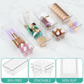 WOWBOX 6 Pack Clear Drawer Organizer Set, Acrylic Drawer Storage Trays, Storage Bins for Makeup, Cosmetics, Jewelries, Utensils, Gadgets, Office