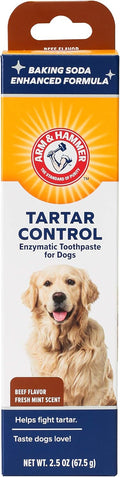 Arm & Hammer for Pets Tartar Control Enzymatic Toothpaste for Dogs Reduces Plaque & Tartar Buildup Safe for Puppies Beef Flavor, 2.5 Ounces Dog