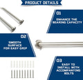 HECASA 24 Inch Handicap Grab Bars Rails 304 Stainless Steel Toilet Handrail Bathroom Safety Bar Wall Mount Floor Support Assist Bar for Disabled