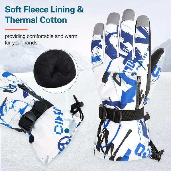 American Trends Ski Gloves for Men Women Waterproof Snow Ski Gloves for Winter Snowboard