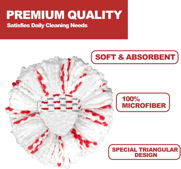 [2026 New Version] Mop Head Replacement - 40% More Cleaning Power，3 Pack Spin Mop Replacement Head for Easy Wring 1-Tank System, Easy Cleaning,