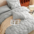 Cozylux King Size Comforter Set Light Grey, 7 Pieces Pintuck Bed in a Bag Gray Comforter King Size, Pinch Pleat Bedding Set with All Season