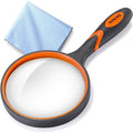 Magnifying Glass 10X Handheld Reading Magnifier with Cleaning Cloth-100Mm Large Magnifying Lens with Non-Slip Soft Handle for Seniors Book