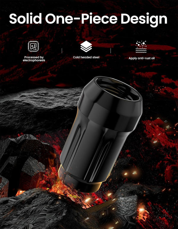 Gasupply 1/2-20 Lug Nuts Black, 1/2 X 20 Closed End 6 Spline Tuner Lug Nuts 1.38" 35Mm Tall Conical Seat 60 Degree, 20 Pack with 1 Lug Nut Key