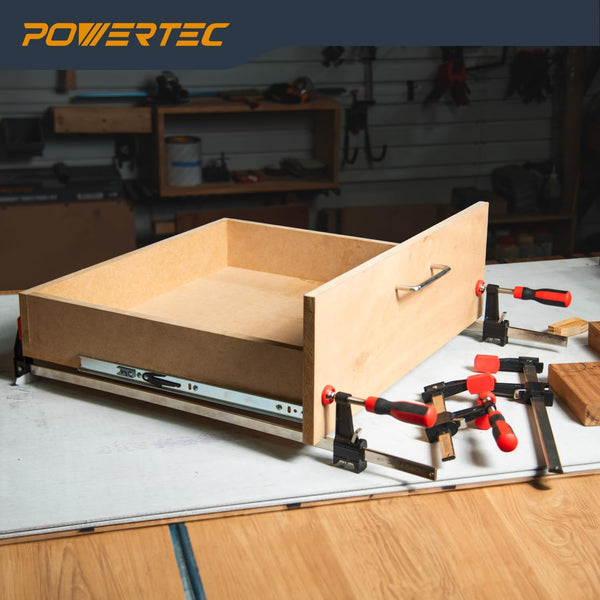 POWERTEC 12 Inch Steel Bar Clamps W/ 600 Lbs Loads Limit & 2-1/2" Throat, Quick Adjust & Release F Clamp with Micro-Adjustment Handle for