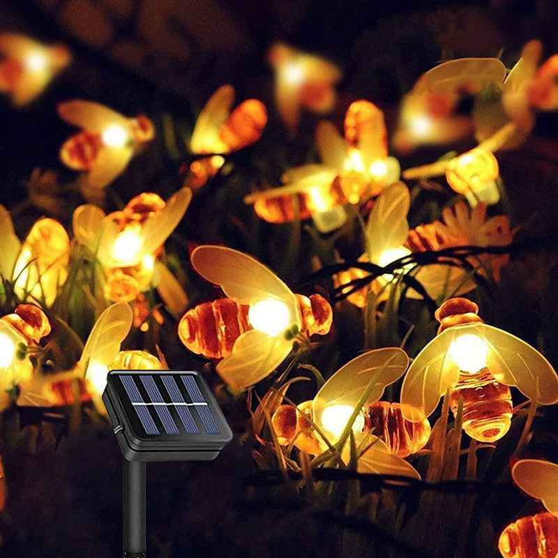 Solar Bee Light String, 14.7Ft 2 Modes Copper Wire Outdoor Bee Light String, 30 Leds for Indoor and Outdoor Yard Decoration, Party Wedding