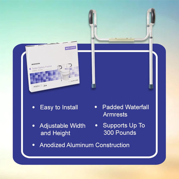 Mckesson Toilet Safety Frame and Rail, Aluminum, Adjustable, 300 Lbs Weight Capacity, 1 Count