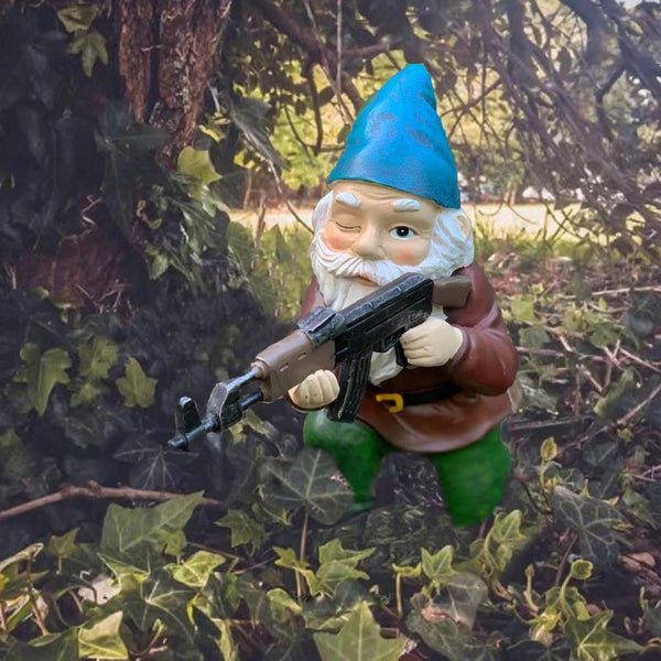 Tirifer Garden Statue Gnome with Gun, Guard Gnome for Garden Military Army Statue Tactical Soldier for Indoor Outdoor, Patio, Yard, Lawn,