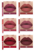 6Pcs Matte Liquid Lipstick Makeup Set, Matte Liquid Long-Lasting Wear Non-Stick Cup Not Fade Waterproof Lip Gloss (Set A)