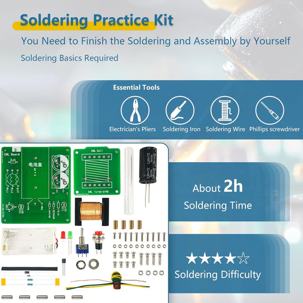 Soldering Practice Kits Electromagnetic Emitter DIY Soldering Project Electronic Kits Mini Voltage Converter Module Suitable for Students