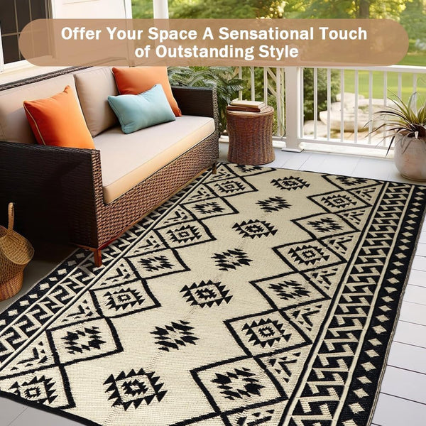 LILIOFFIC Outdoor Rugs - Reversible Mats, 5'X8' Plastic Straw Rug for Patio Waterproof, Indoor Outdoor Area Rug Carpet for Outside, RV,