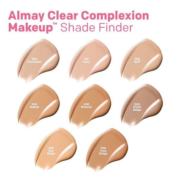 Almay Clear Complexion Acne Foundation Makeup with Salicylic Acid, Medium Coverage, Soft Matte Finish, Hypoallergenic, Cruelty- & Fragrance-Free,
