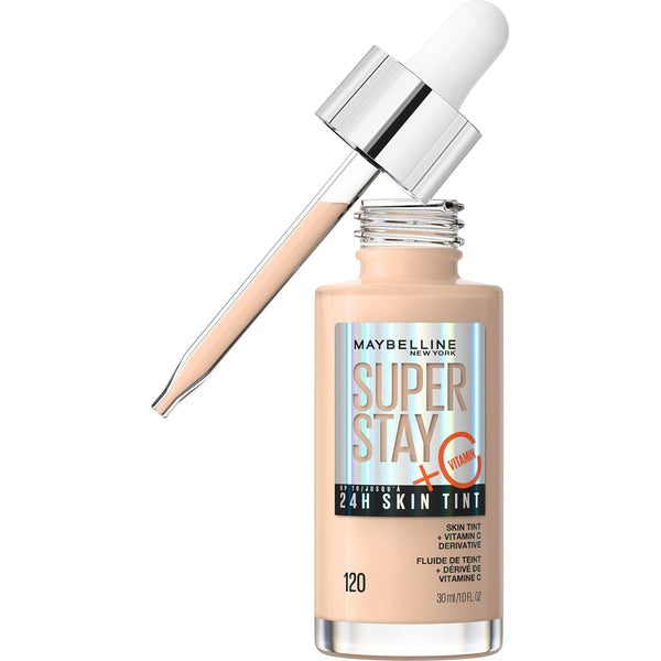 Maybelline Super Stay up to 24HR Skin Tint, Radiant Light-To-Medium Coverage Foundation, Makeup Infused with Vitamin C, 120, 1 Count