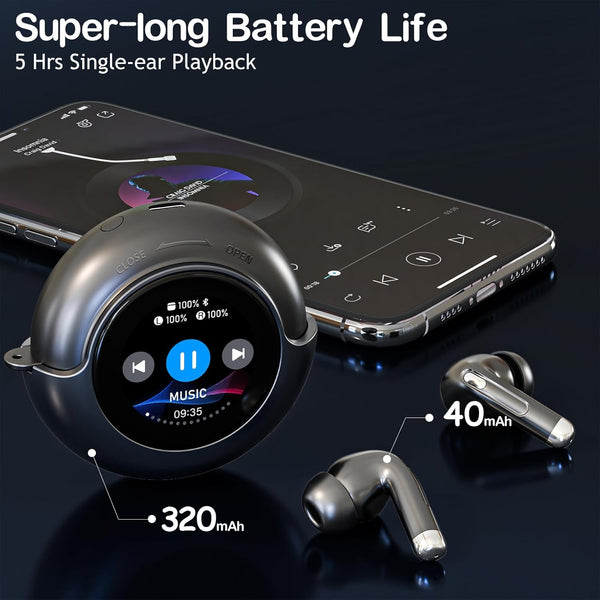 Wireless Earbuds Bluetooth Headphones, Bluetooth 5.4 Stereo Sound with LED Display, Active Noise Cancellation, IP7 Water Resistant In-Ear