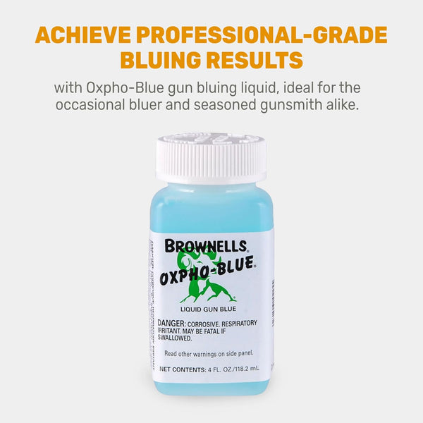 Brownells Oxpho-Blue Liquid Gun Blue, Cold Bluing Solution, Gunsmithing Tools Maintenance Cleaning Supplies, Professional Grade, 4 Fl Oz. (118.2 Ml)