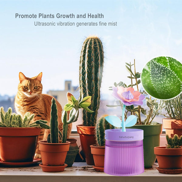 Desk Mini Humidifier,Personal Small Humidifier Diffuser 260Ml Portable,Cute,Flower,Quiet,Cool Mist, Auto Off,Colorful Light,Top Fill Air