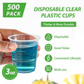 Lilymicky 500 Pack 3 Oz Clear Plastic Small Disposable Bathroom Cups, Multi-Use Mouthwash & Tasting Cups