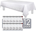 Grandipity Grey Dot on White 12 Pack Premium Disposable Plastic Tablecloth 54 Inch X 108 Inch. Decorative Rectangle Table Cover