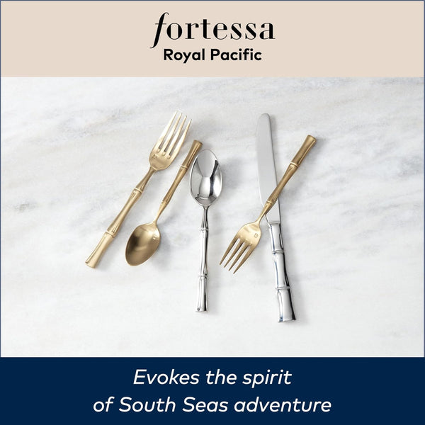 FORTESSA Royal Pacific 18/10 Stainless Steel Flatware, 5 Piece Place Setting with Table Knife, Forks and Spoons (Service for 1), Dishwasher Safe,