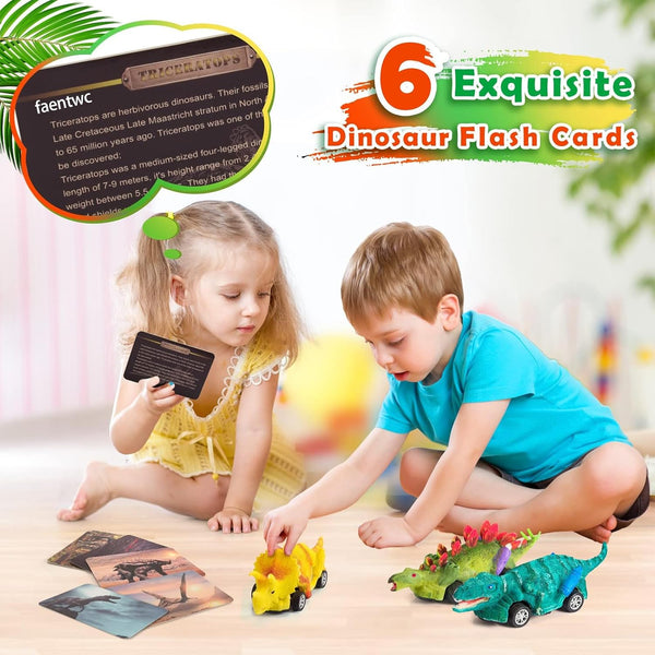 Faentwc Dinosaur Painting Toys for Kids 5-7: 2 in 1 Dino Arts Painting Kits and Pull Back Cars Toy for Boys 4 5 6 7 8 9 10 Year Old Art & Craft