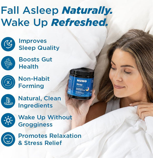 Numo Melatonin Free Sleep Gummies - Natural Sleep Aid with Magnesium, L-Theanine, Apigenin (Chamomile Extract), Taurine, VIT B6, Kombucha Culture