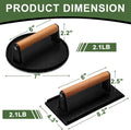 EWFEN Burger Press, 7" round & 8.2"X4.3" Rectangle Heavy-Duty Cast Iron Smash Bacon Press Meat Steak with Wood Handle for Griddle, Sandwich,