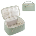 Wandering Nature Makeup Bag, Travel Make up Organizer Cosmetic Brush Bags Case for Women in Vegan Leather, Sage Green, Patent Pending