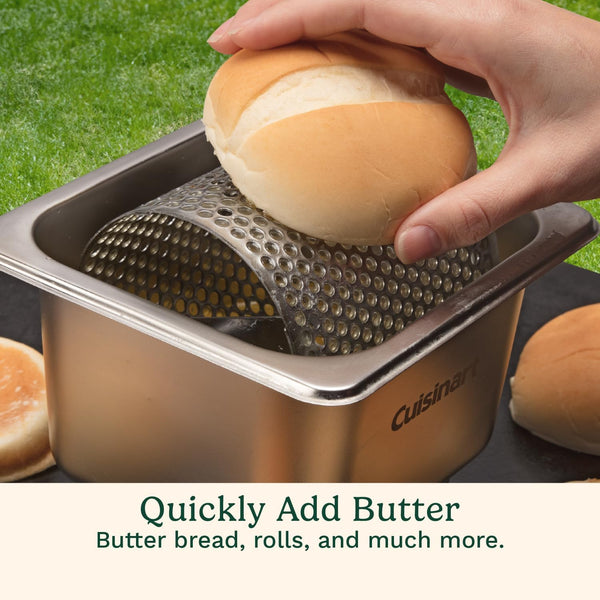 Cuisinart Stainless Steel Butter Wheel, Raised Bottom Butter Roller for Griddle for Golden Crust and Even Spread, Kitchen Grill Accessory for