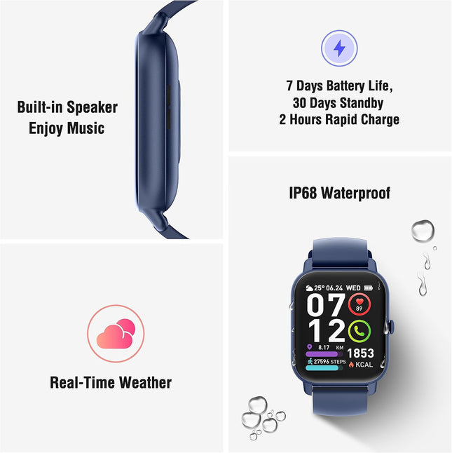 Smart Watch for Men Women, 1.85" HD Screen Smartwatch (Answer/Make Call) with Heart Rate Sleep Monitor Pedometer, 110+ S
